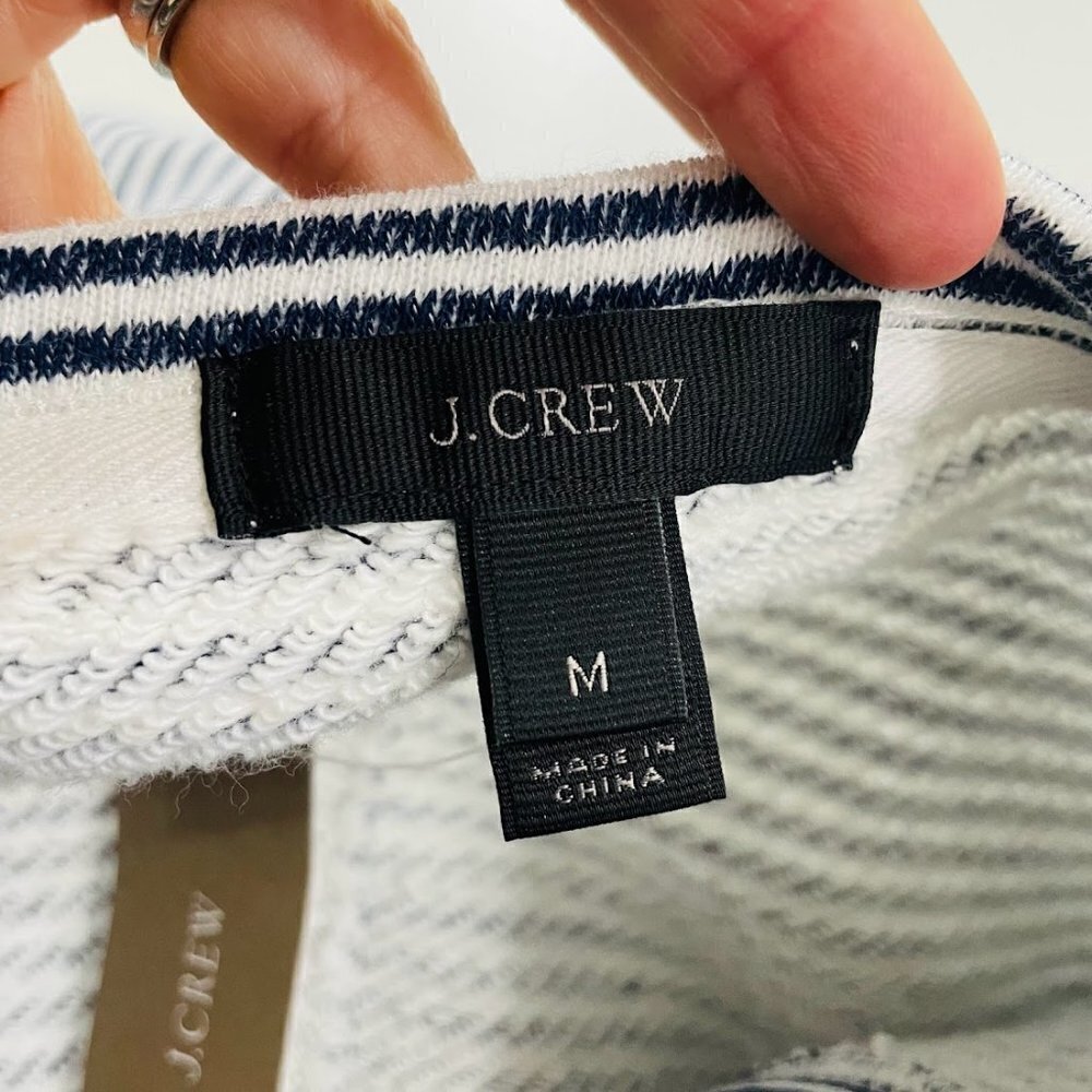 NWT J. Crew Dress Striped Cozy Beach Navy Blue White Terry Cloth Short Sleeve M - Picture 8 of 11